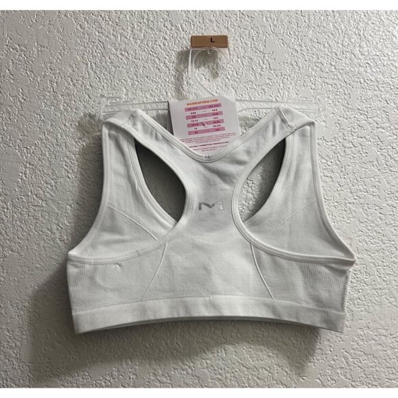 Micro Mesh Racerback Charcoal White Sports Bra Size Large - Picture 4 of 4